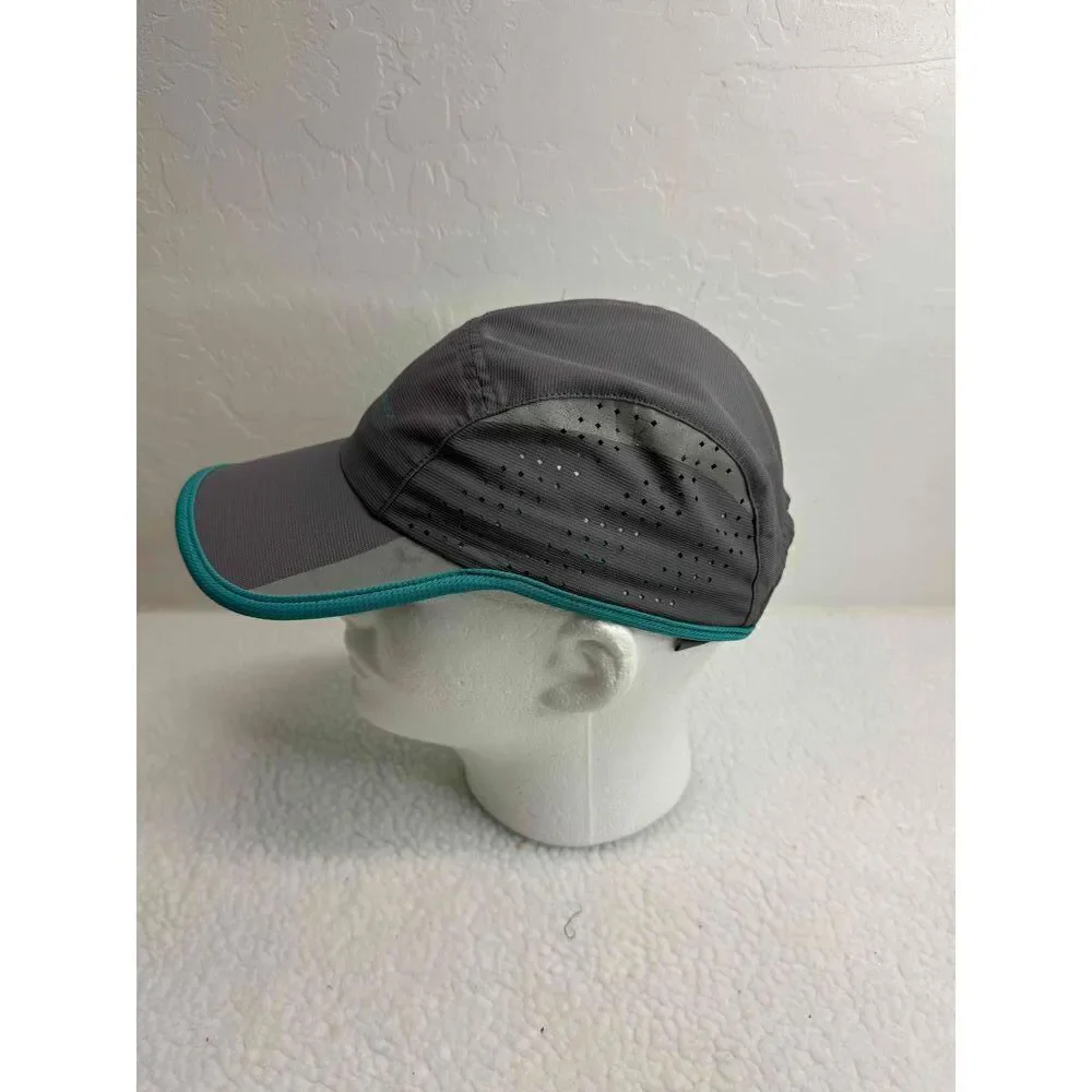 Eddie Bauer‎ Gray Teal Trim Sun Visor Hat Elastic Activewear Hat One Size
